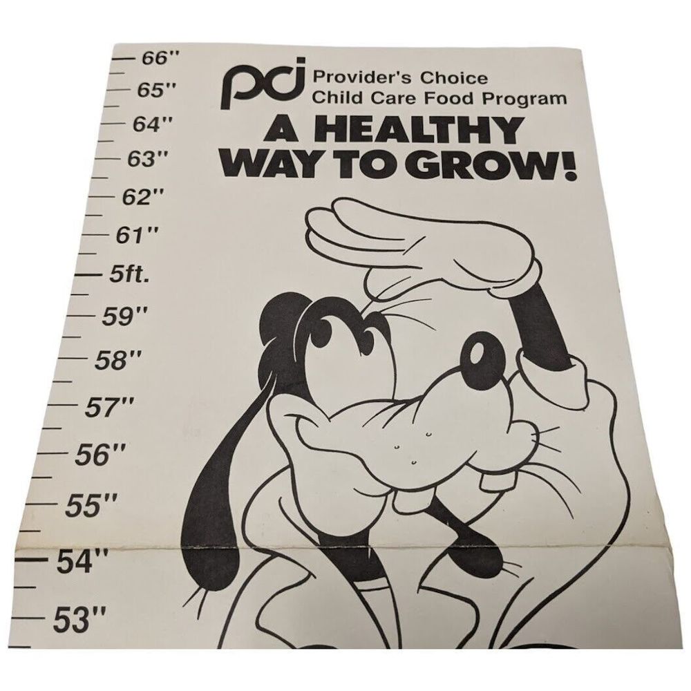 Vintage Hanging Height Chart WALT DISNEY Goofy, Duck, Pluto - Picture 3 of 7